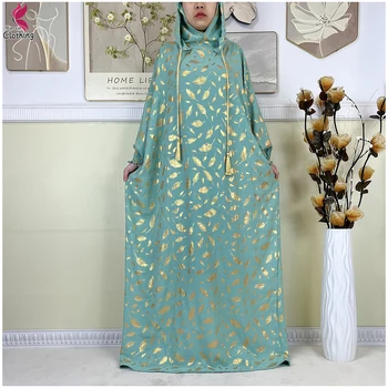 New Muslim Abaya Cotton Two Hat Women Eid Hooded Long Maxi Dress Turkey Kaftan Arab Robe Islamic Prayer Clothes Dubai Clothing