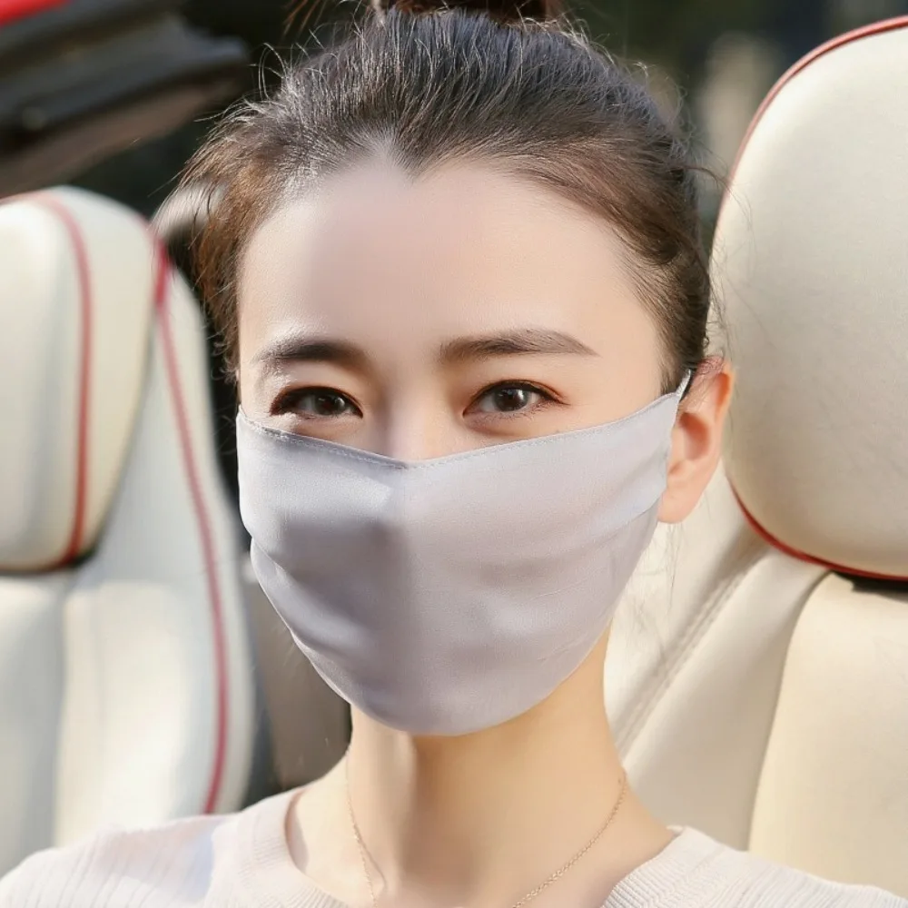 Maschera in seta traspirante alla moda, comoda maschera sottile per il viso, maschera antipolvere per la bellezza, per donne e uomini