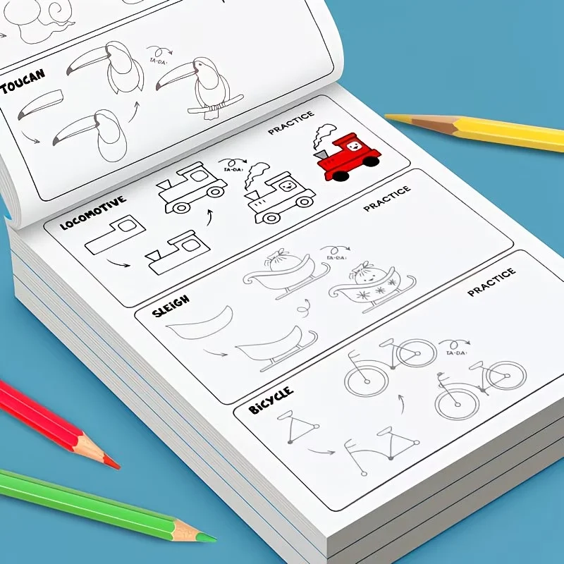 Come disegnare passo dopo passo - Oltre 500 disegni passo dopo passo, guida didattica, disegni divertenti e facili da seguire | Libri d'Arte Educativi che Ispirano la Creatività con Temi Ricchi come Animali, Strumenti Musicali, ecc., per Bambini | Facile da leggere | Il contenuto didattico è adatto a principianti senza esperienza precedente, iniziando dalle basi e progressivamente diventando più complessi, con passaggi chiari e non intricati che consentono ai bambini di facilmente padroneggiare le tecniche di pittura. - immagine 6