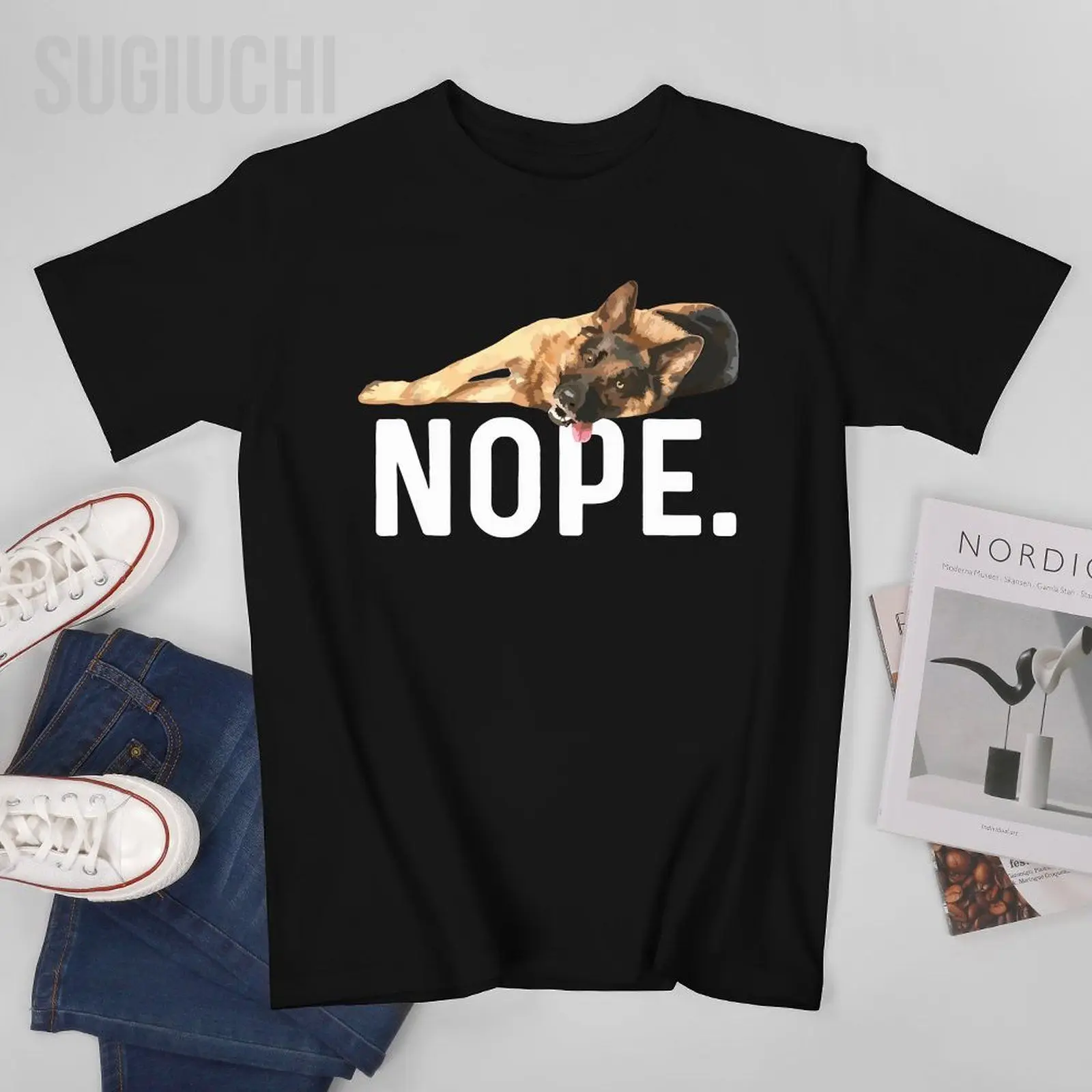 

Men Nope Lazy German Shepherd Dog Lover Gift Tshirt Tees O-neck T Shirts Women Boys 100% Cotton Short T-Shirt Unisex All Seasons