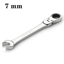 Adjustable Ratchet Wrench with Swivel Head for Auto Repair and Maintenance (7mm)