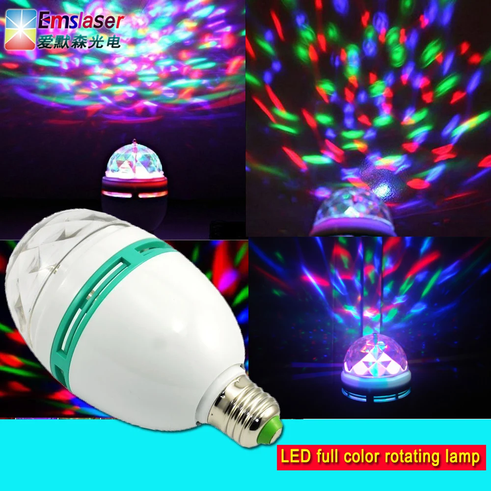 RGB LED Rotating Bulb Light E27 Colorful Portable Home Decoration Stage Effect Projector For Home KTV Disco Party Christmas Lamp