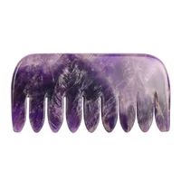 Amethyst Gua Sha Comb Purple Crystal Stone Massager Hair Head Neck Massage Comb Beauty Skin Care health Tool 1