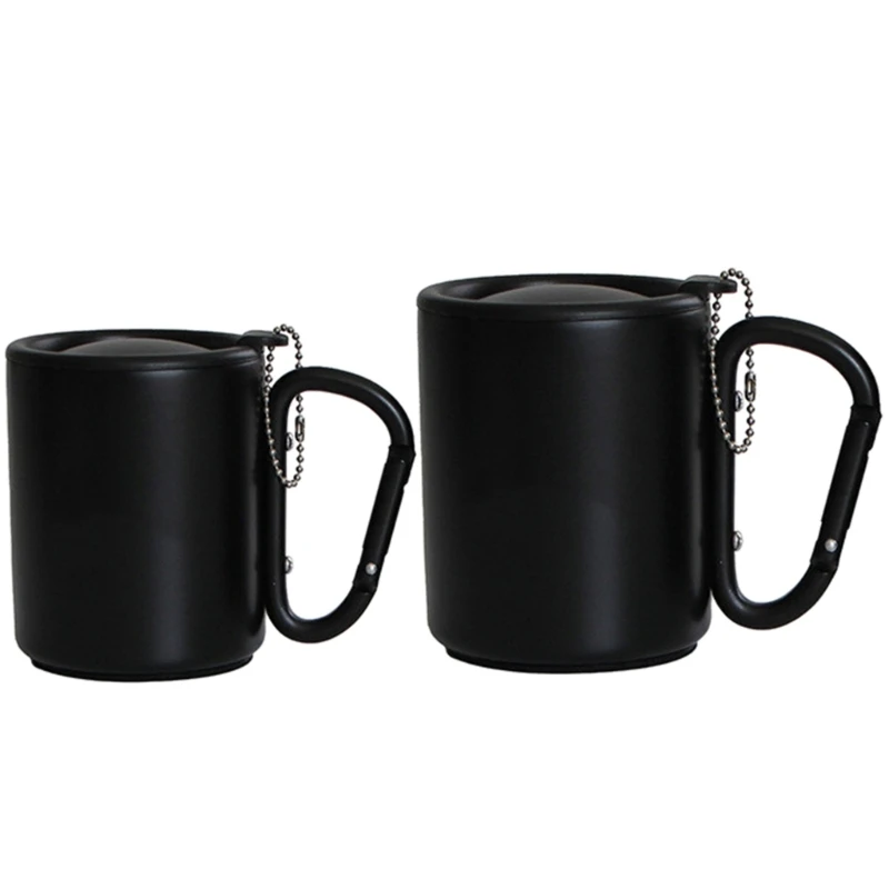 Insulated Portable Outdoor Mug with Carabiner Handle and Lid