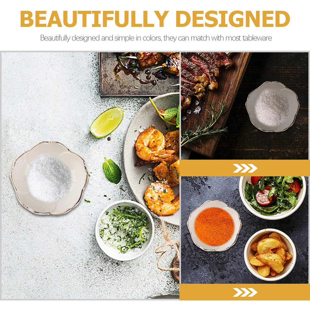 3 Pcs Cherry Blossom Sauce Dish Ceramic Seasoning Bowl Tableware Dipping Plates Kitchen Dining Bar Serving Plates Home Garden
