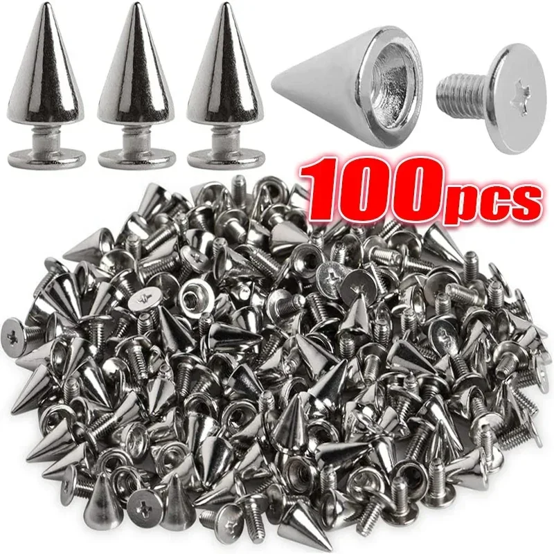 Silver Cone Studs and Spikes Metal Double Cap Rivets Stud Round Nail Rivet  DIY Clothes Shoes Bag Clothing Accessories Wholesale