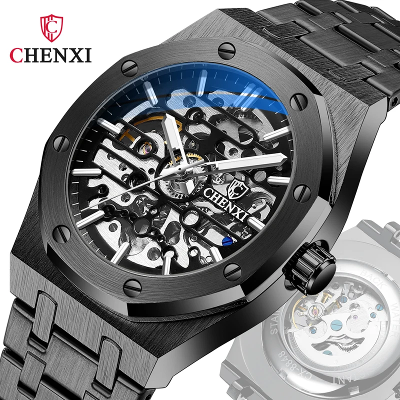 

Reloj Hombre 2023 CHENXI Watch Men Men Skeleton Watches Fashion Sport Stainless Steel Band Automatic Mechanical Wristwatches Men