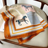 2024 New 70*70cm Silk Satin Hair Scarf Women Handkerchief Printed Female Square Head Bandana Small Neck Muffler Hijab Lady Girl 2