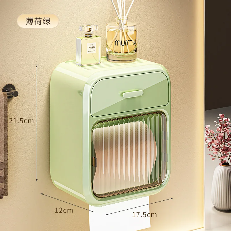 Double layer tissue holder waterproof wall mounted roll paper non perforated toilet paper storage rack bathroom accessories