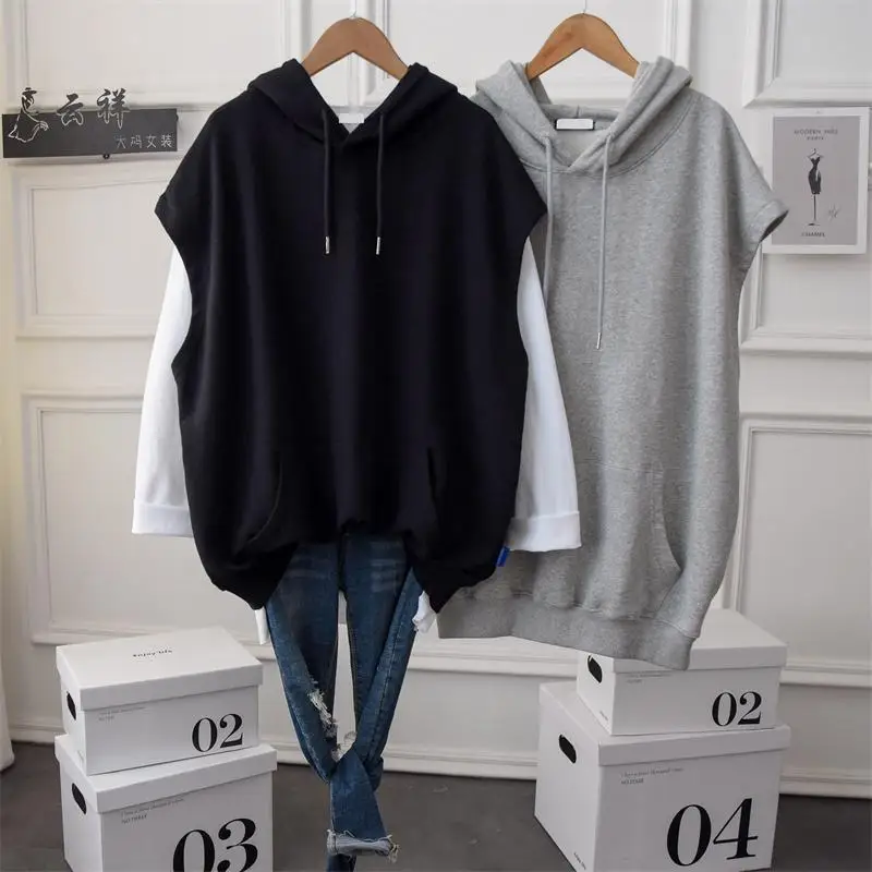 Plus Size Hoodies for Women 4XL 150kg Sweatshirt Sleeveless Vest Clothing Ladies Tops Loose Casual oversized sweatshirt streetwear fall 2020 women clothing casual autumn vintage sweatshirt plus size hoodies pumpkin