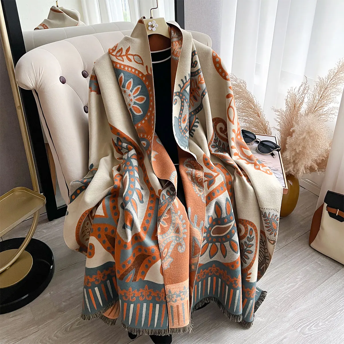 Winter Cashmere Scarf for Women Paisley Shawl Wrap Female Pashmina Luxury Brand Poncho Thick Blanket Warm Bufanda Echarpe Femme