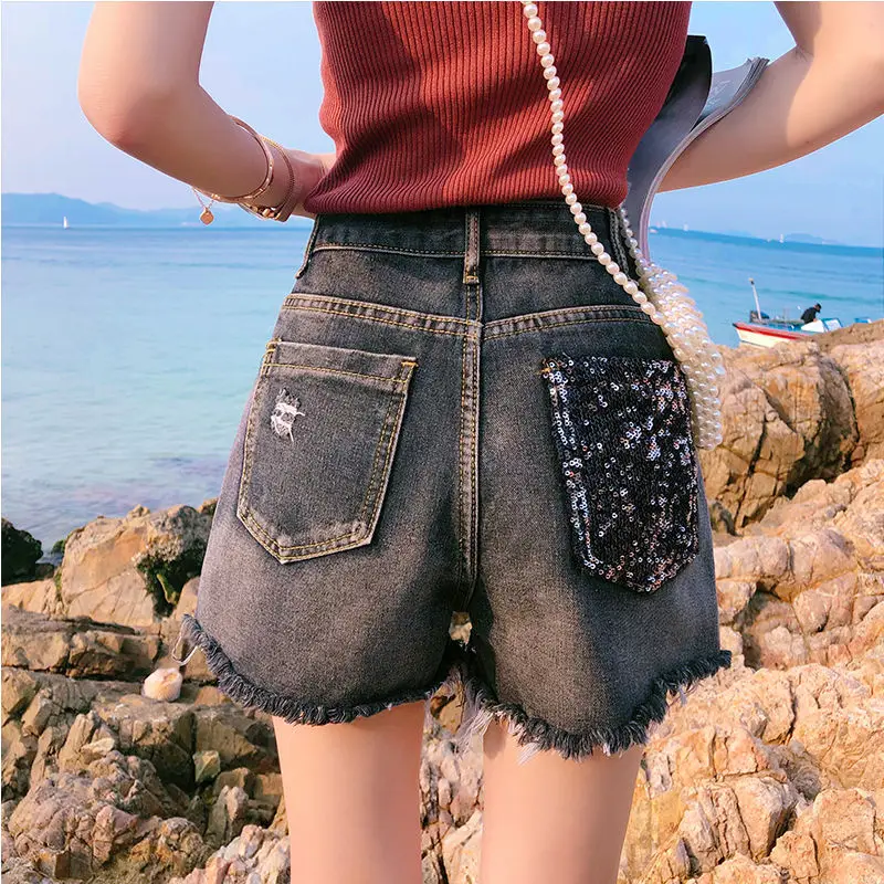 Womens Shorts Loose Wide Short Pants for Women To Wear Ripped Baggy Denim Jeans Biker XL Streetwear Outfits Aesthetic Trend 2023