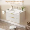 30" Bathroom Vanity Cabinet with Ceramic Sink, Wall-Mounted Floating Vanity, 2 Large Storage Drawers, with Sensor LED Light 5