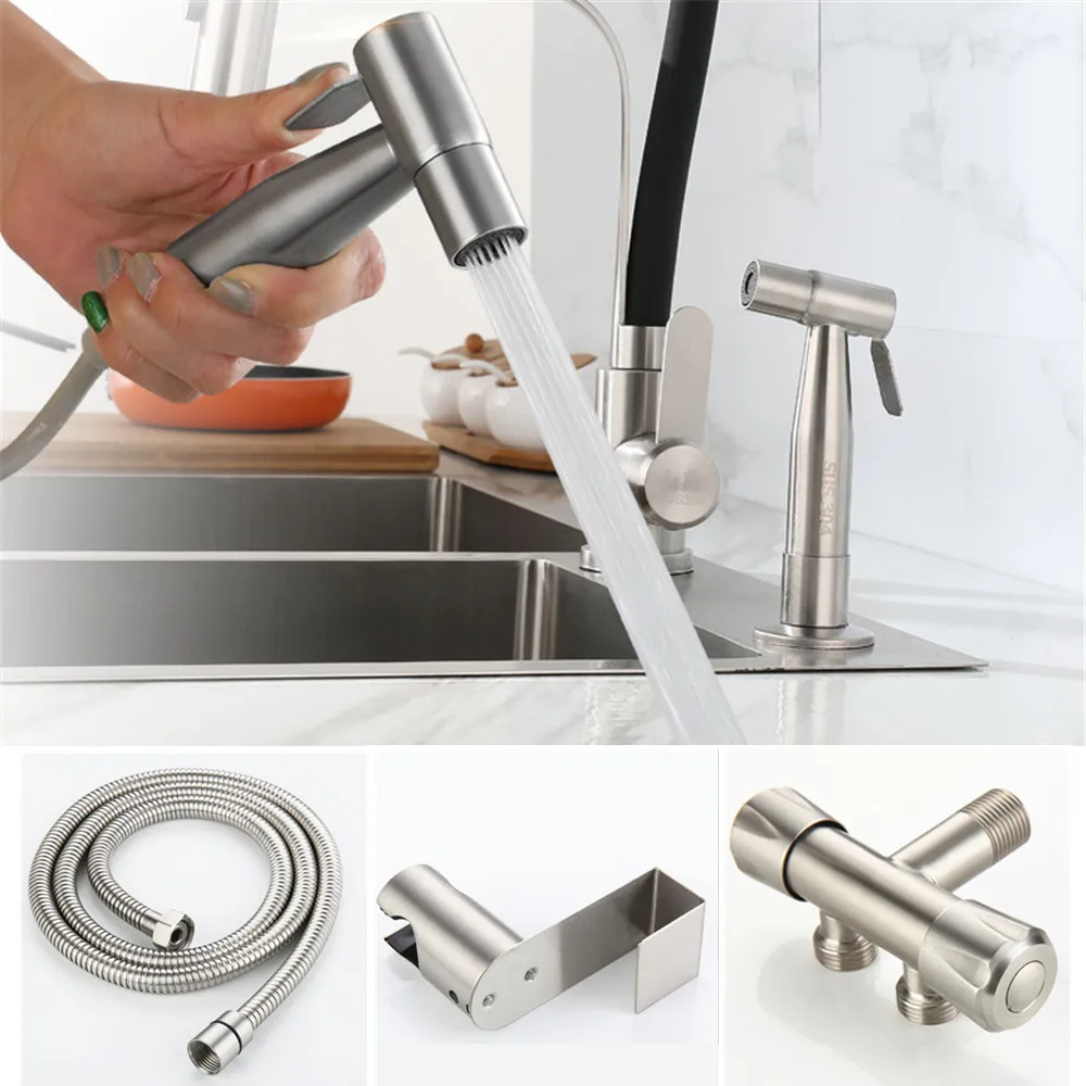 Handheld Toilet Bidet Sprayer Set Toilet Sprinkler Bathroom Faucet Hygienic Shower Portable Stainless Steel Bath Kit Bidet G1/2