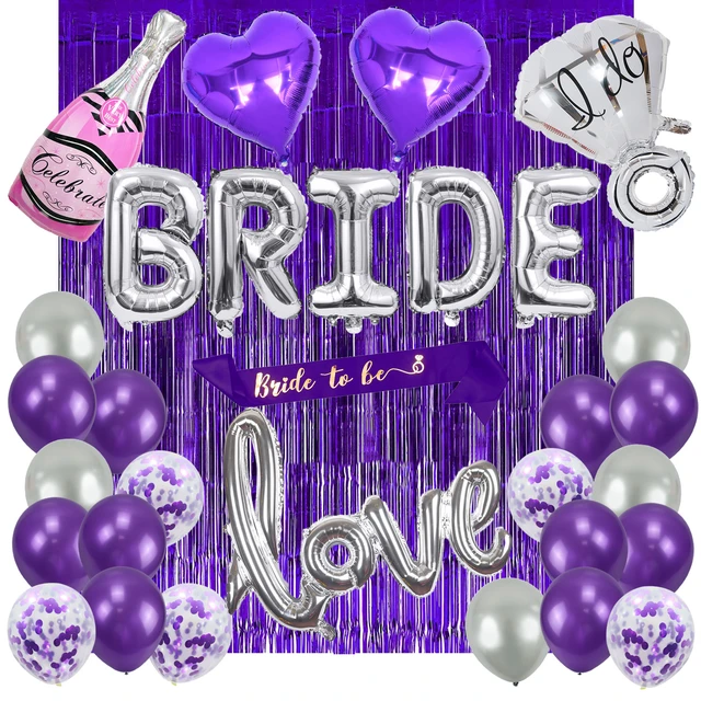 Bachelorette Bride Party Decoration Balloons  Purple Bridal Shower  Decorations - Ballons & Accessories - Aliexpress