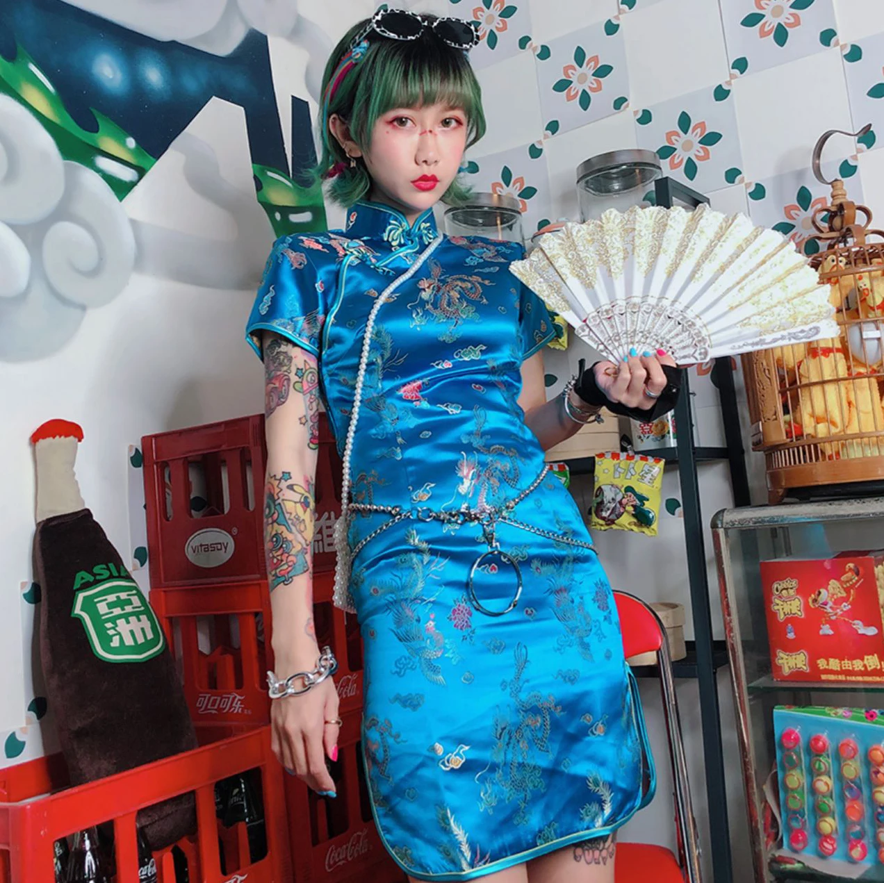Plus Size Brocade Dragons Phoenixes Cheongsam Female Qipao Chinese Dress 6XL chinese dress