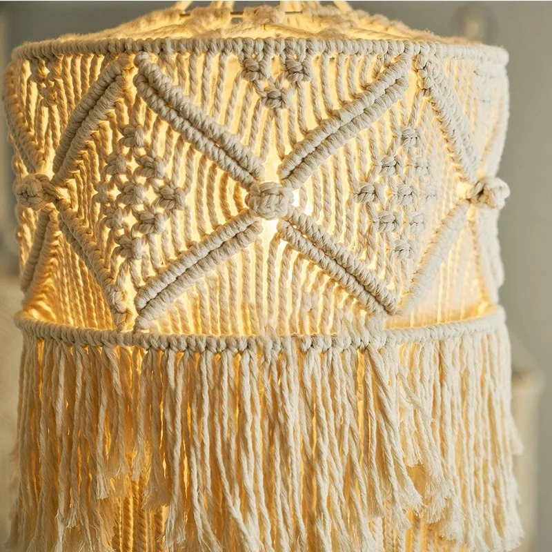 Tapeçaria de parede artesanal abajur macrame boho decoração artesanato borla tapeçaria fundo cabeceira parede pendurado decoração