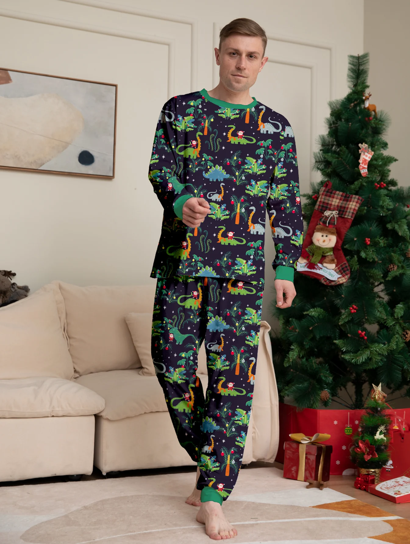 2024 Christmas Pajamas Set Santa&elk Print Parent-child Matching Outfits Family Look 2 Pcs Suit Baby&dog Romper New Year Clothes 6