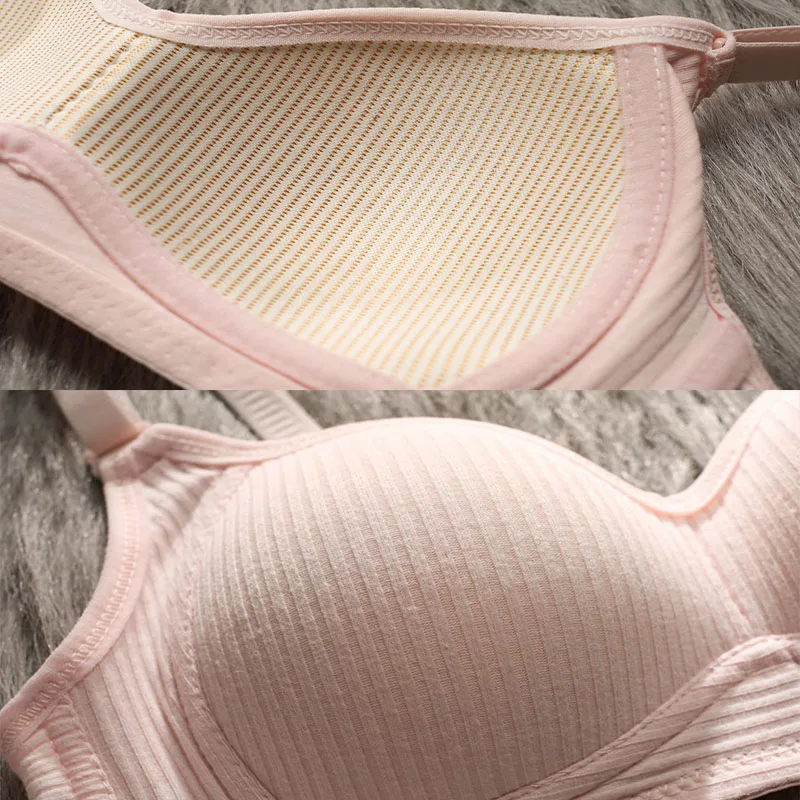 Conjuntos de sujetador sin costuras para mujer, bragas + sujetador sin aros, traje de 2 uds., Bralette de Color sólido, lencería Sexy, sujetador de algodón para mujer_voghion.com