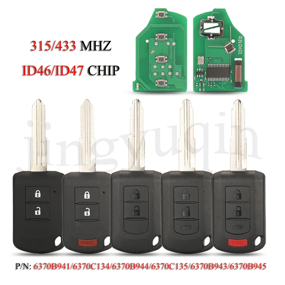 

jingyuqin 5PCS/Lot Remote Car Key For Mitsubishi ASX Mirage Outlander Lancer Eclipse Cross 2010-2020 315/433Mhz ID46/ID47 Chip
