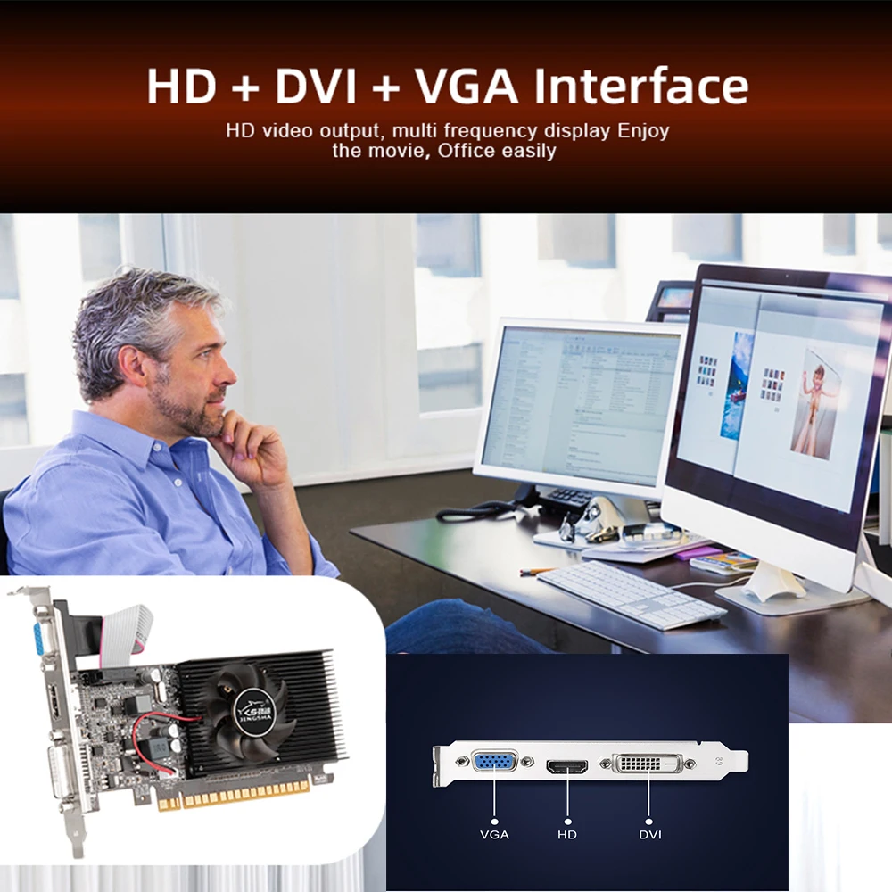 Placa Gráfica Nvidia Geforce Gt610 Placa de Vídeo 2g Pcie X16 2.0 Vga hd Dvi 64bit 1800mhz Gt610 Gpu Desktop Computer - Imagem 3