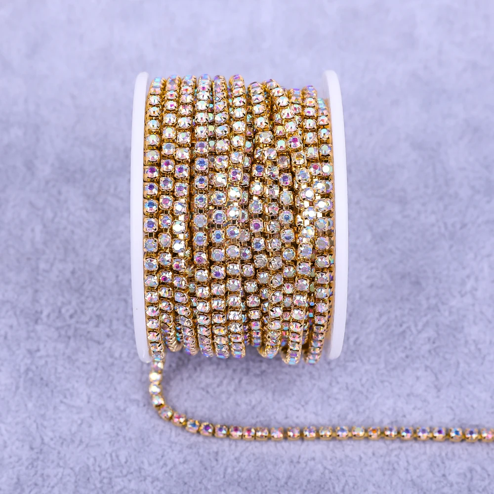 Radiant Gold Rhinestone Decorative Crystal Trim