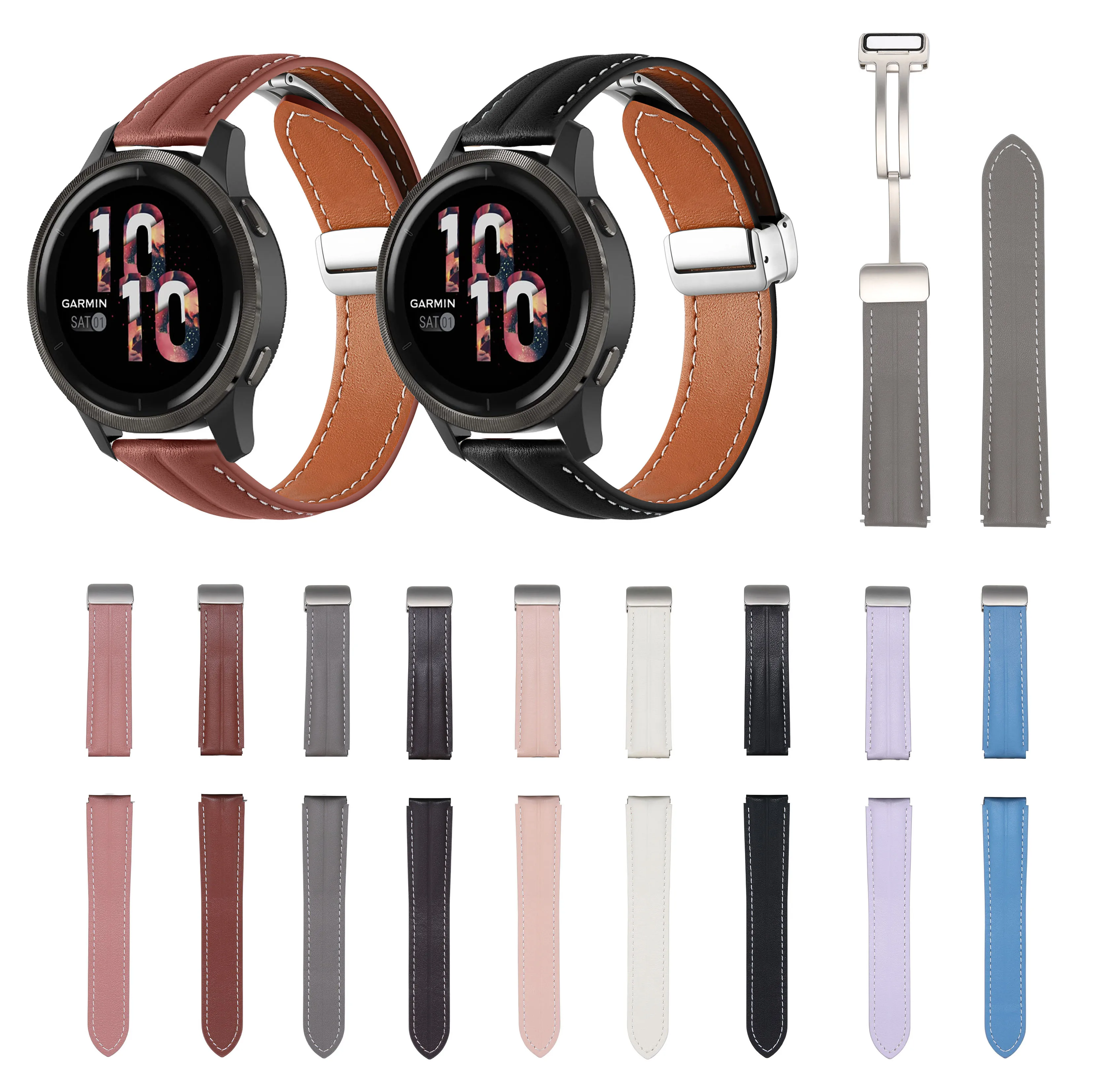 

22mm Magnetic Buckle Leather Strap For Garmin Venu3 Venu2 45 mm/Vivoactive 4/Venu 2 3 Watch Band Bracelet