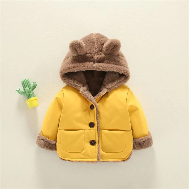Baby Cotton Coats Infant Winter Jacket Boys Girls Fleece Hooded Outerwear Children Windproof Parkas