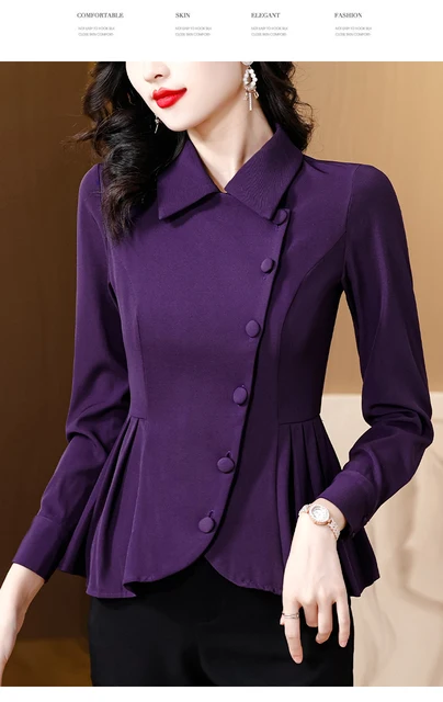 Alumu. melton peplum button tops peplum shirts women pelum blouses