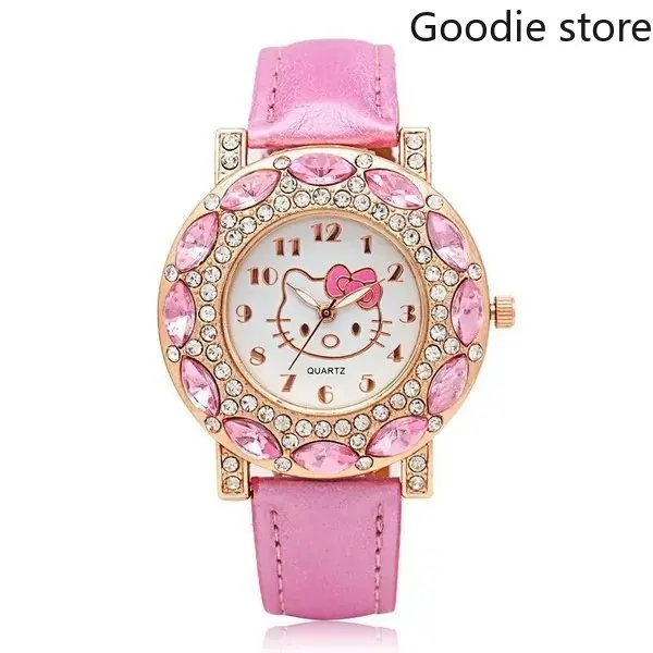 

Kawaii Sanrio Hello Kitty Y2k Diamond Watches for Girls Cute Wrist Watch for Children Kids Fashion Accessories Christmas Gifts