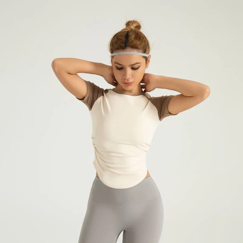 New Women's Compression Fit Quick-Dry Yoga Running Tee Athletic Short Sleeve T-Shirt Sportswear Workout Top Breathable Gym Tops