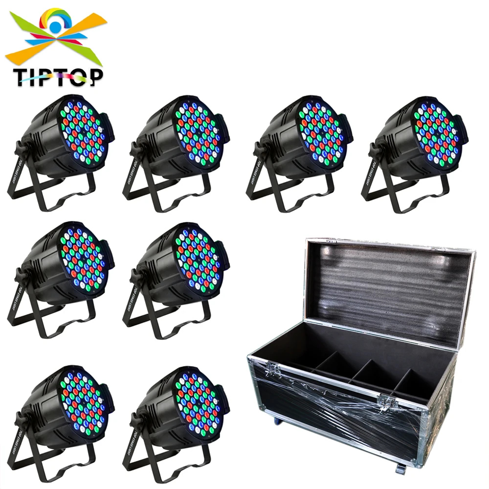 

TIPTOP 6IN1 Flight Case Packing 54x3W Aluminum Led Par Light Indoor IP20 RGBW Single Color 25 Degree Lens 200W 4/8CH 90V-220V