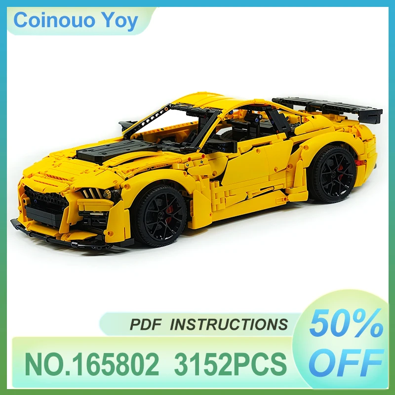 MOC 165802 HighTech Yellow Sport Car 1:8 Building Block