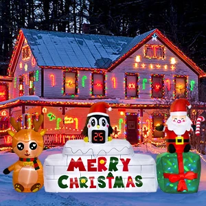 10FT Christmas Inflatables Outdoor Decorations Xmas Blow Up Yard Decorations with LED Christmas Countdown Clock, Lawn Decor