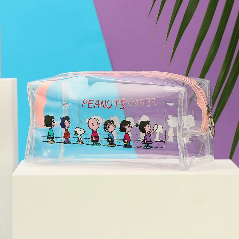 Snoopy Cosmetic Bag Clear Make Up Case Waterproof Lipstick Bag Peanuts Kawaii Makeup Box Clutch Anime Organizer High Capacity 4