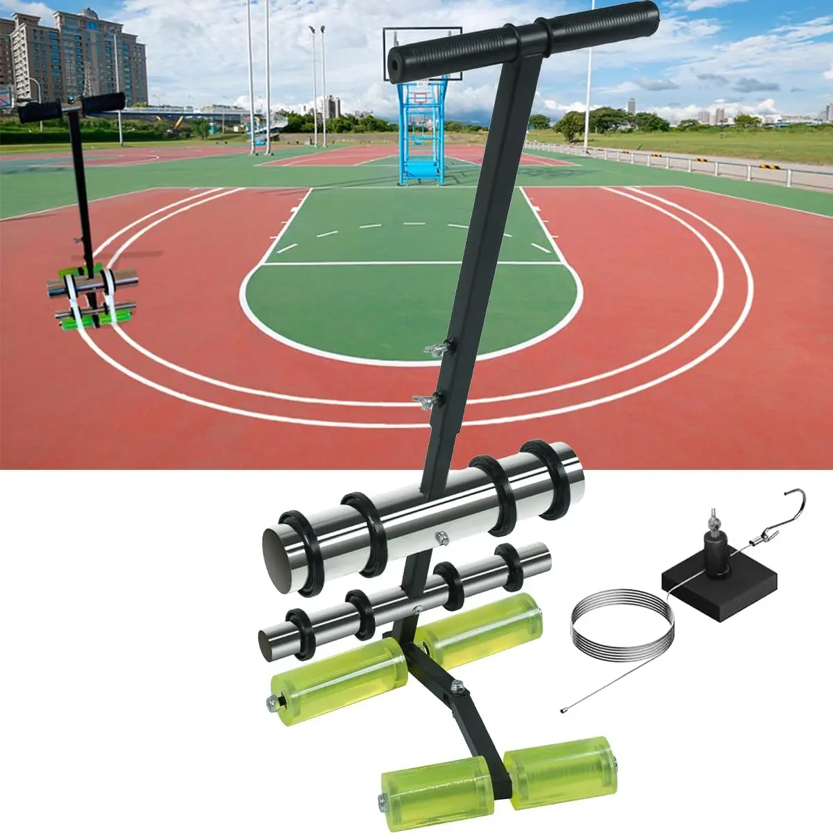 Field Line Striping Machines,Basketball Court Marking Kit+Drawing Circle Kit,Upgraded Widened Floor Tape Applicator,Floo