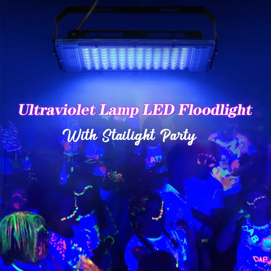 UV LED Black Light 200W 300W UV Curing Lamps Waterproof Ultraviolet Fluorescent Flood Lights for Bar Wall Party Halloween Decor