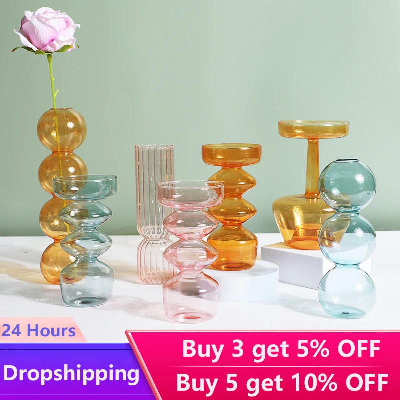 Jarrón de cristal nórdico para el hogar, botella de vidrio para plantas hidropónicas pequeñas, sala de estar Decoración Para, florero transparente para decoración de flores secas - 100 cosas bonitas para la casa