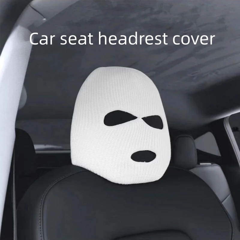 Funny Driver Head Covers Car Headrest Cover 3-Hole Knitted Car Seat Headrest Cover - Creative Funny Spoof Face Mask Car Decorations:Automobiles & Motorcycles Halloween Car Accessories Funny Headrest Covers