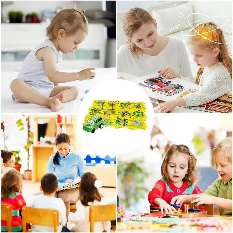 Kids Race Track Toys DIY Assembling Toy Vehicle Puzzle Board Fun Rail Car Building Toys Educational Toys Puzzle Set Children Toy 4