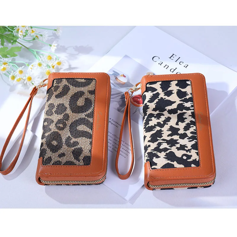 

DHL30 шт., женские кошельки из искусственной кожи с леопардовым принтом, многофункциональная длинная застежка-молния, держатель для карт