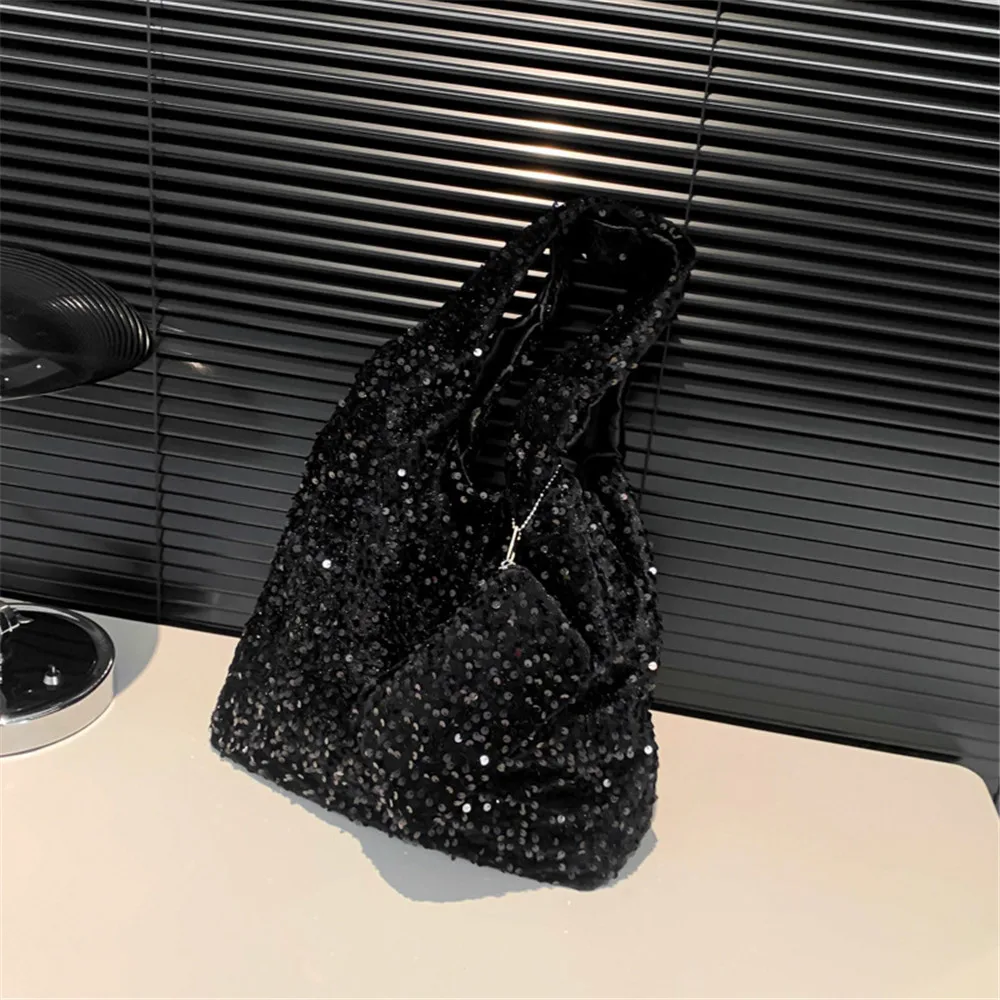 New Tote Bag For Women Sequin Shoulder Bag Trendy Hobo Bag Underarm Bag For Work Travel Large Capacity Shopping Bag