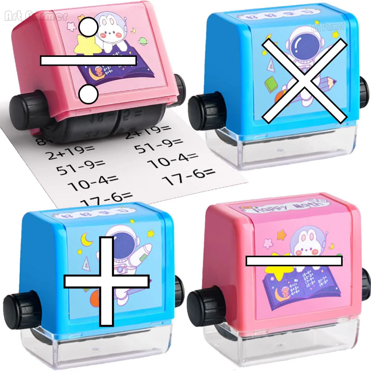 Addition Subtraction Multiplication Division Seal Teaching Digital Roller Practice Number Rolling Stamp Questions for Students