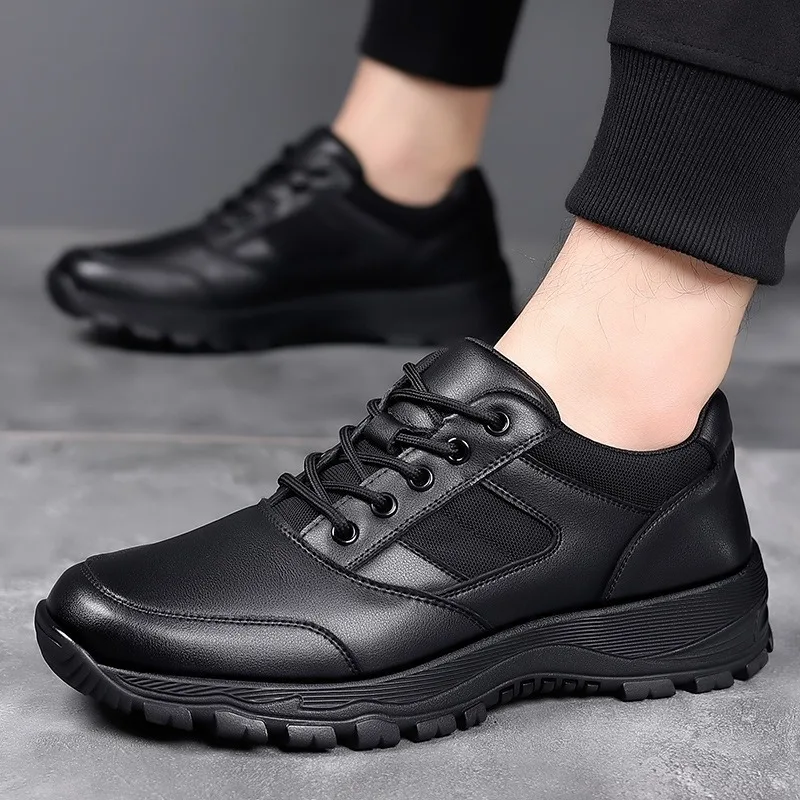 New Platform Cow Leather Casual Sneakers for Men Designer Autumn Winter Cotton Black Outdoor Men's Sports Shoes Zapatos Hombre 3