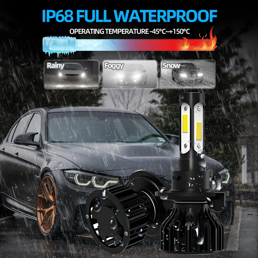 H13 Canbus Led Headlight 6000K 120W 20000LM Auto Headlamp Jeep Wrangler 2010-