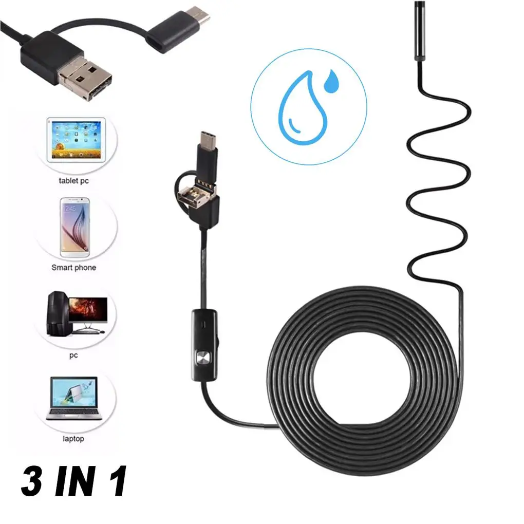 

5 5mm Endoscoop Camera USB Endoscope HD Inspection Camera 6 Adjustable LED IP67 Waterproof Borescope for Android Phone Windows