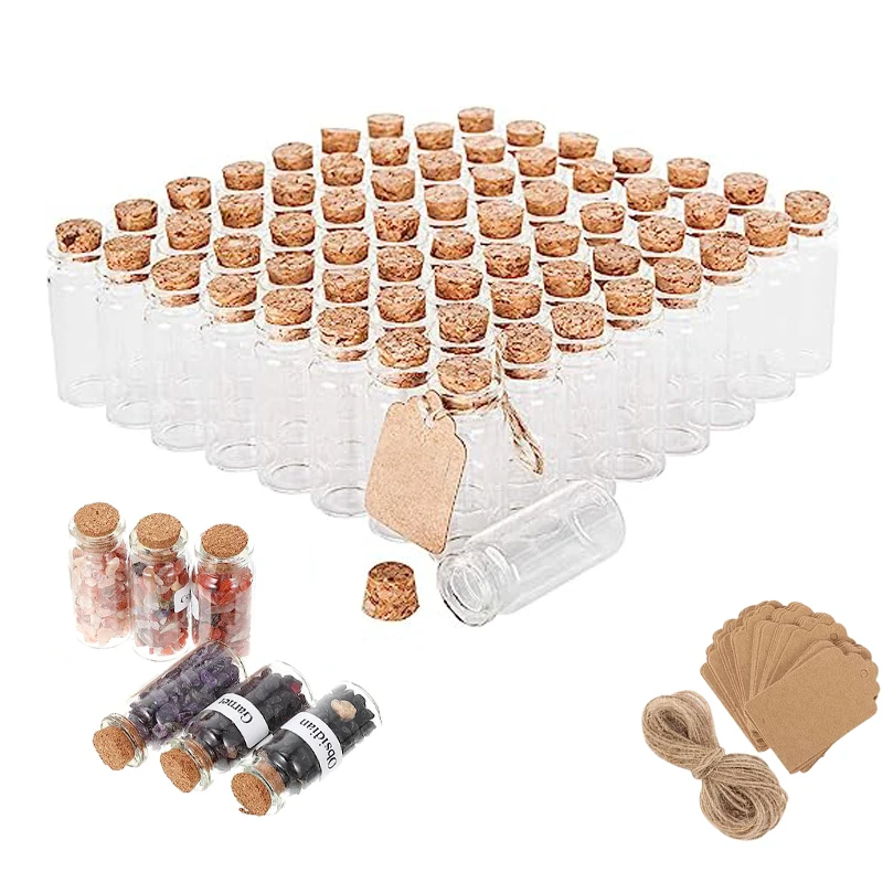40 Provette Vetro Con Tappo Sughero 10ml - Kit Con Corda, Ganci E Etichette Per Decorazioni - Foto 12
