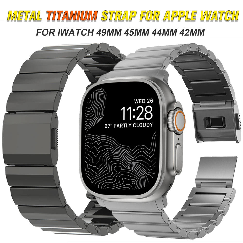 

Магнитный стальной ремешок для Apple Watch Ultra 49 мм, титановый металлический браслет 45 мм для IWatch Series 9 8 7 6 5 SE 44 мм