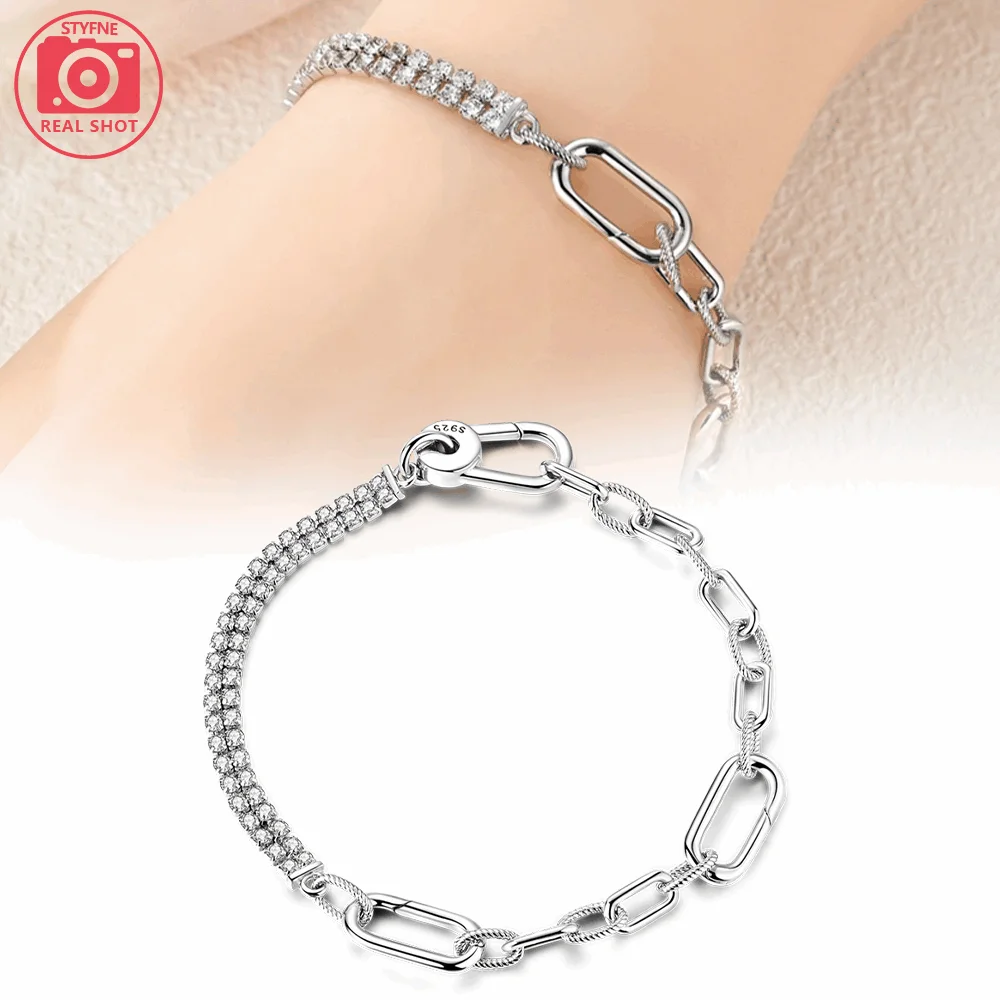 Original S925 Silber Armband Weißer Zirkon Verstellbarer Universalklappverschluss Armband Spiralkette Damen Valentinstag Geschenk – Detail 5