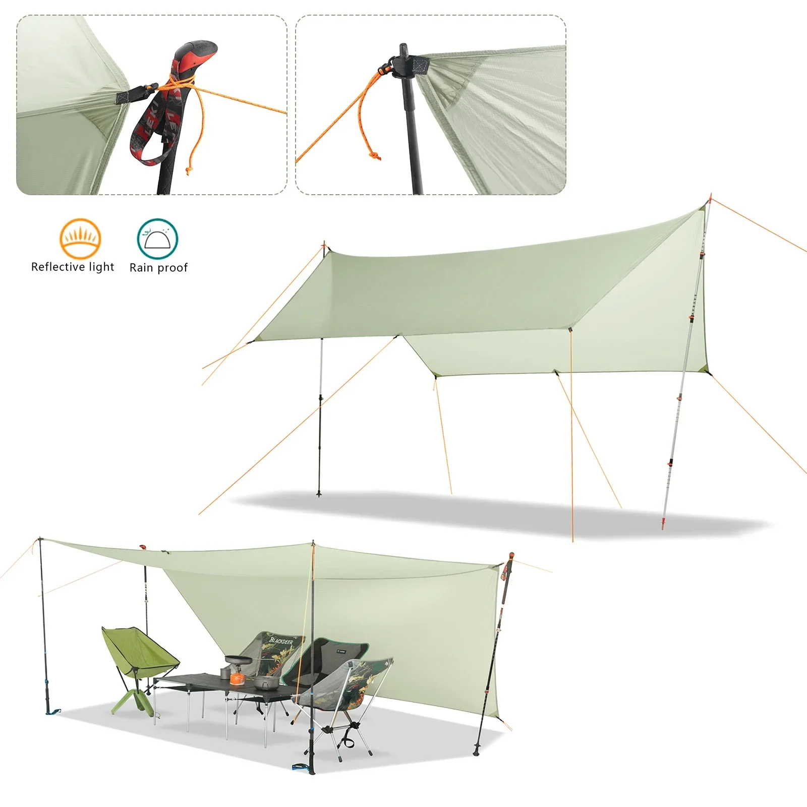 450g 20D Two-Sided Silicone Coated Nylon Tarp Ultralight Sun Shelter Beach Tent Pergola Awning Canopy Rainfly Camping Sunshelter